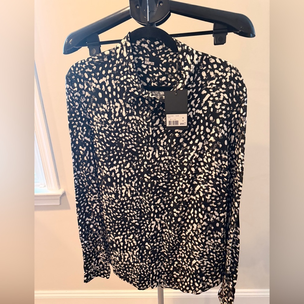 $255 NWT The Kooples Monochrome Abstract Print Shirt men’s small